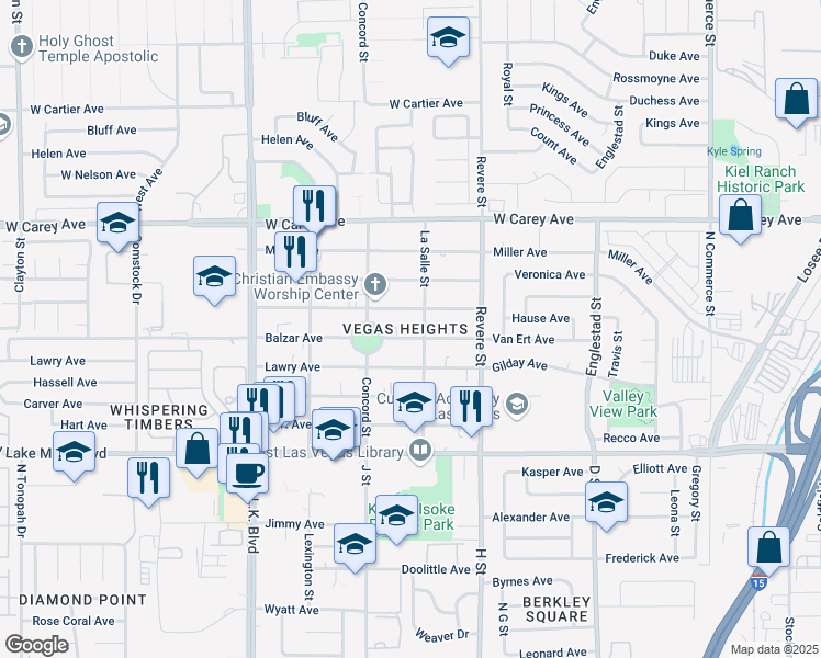 map of restaurants, bars, coffee shops, grocery stores, and more near 952 Balzar Avenue in Las Vegas