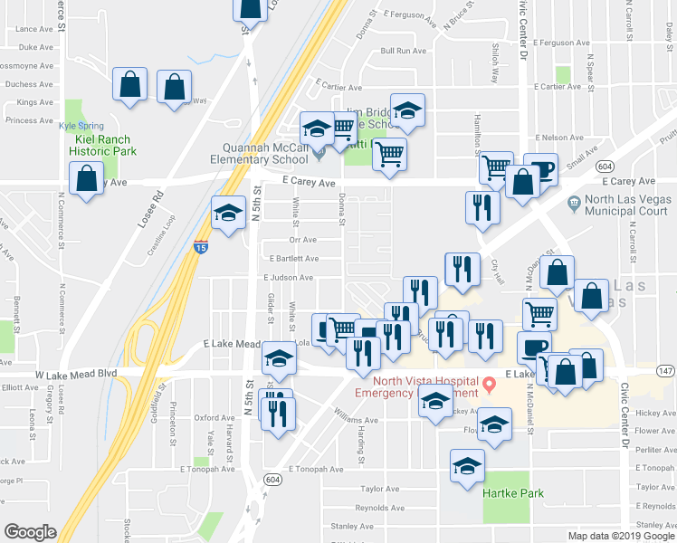 map of restaurants, bars, coffee shops, grocery stores, and more near 820 Judson Avenue in North Las Vegas