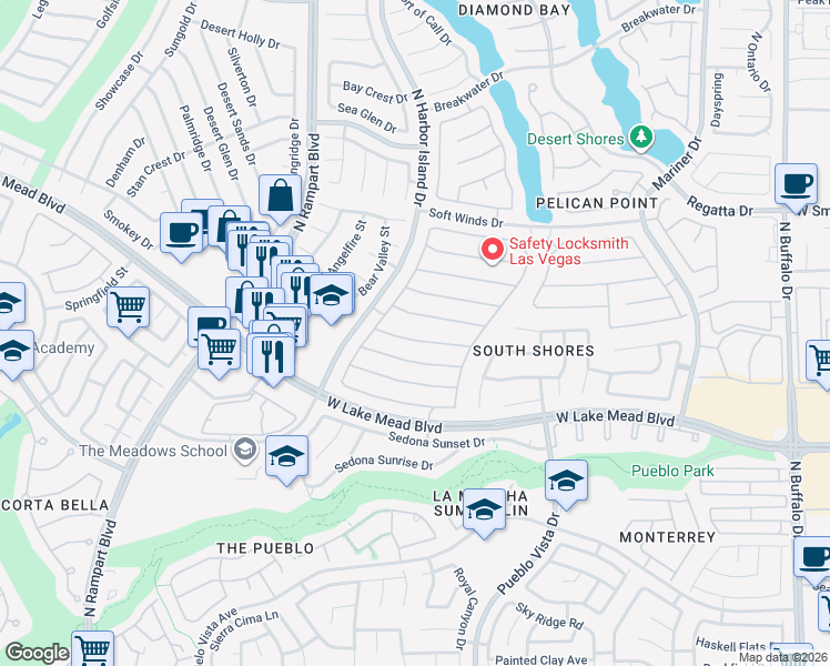 map of restaurants, bars, coffee shops, grocery stores, and more near 8308 Hollow Wharf Drive in Las Vegas