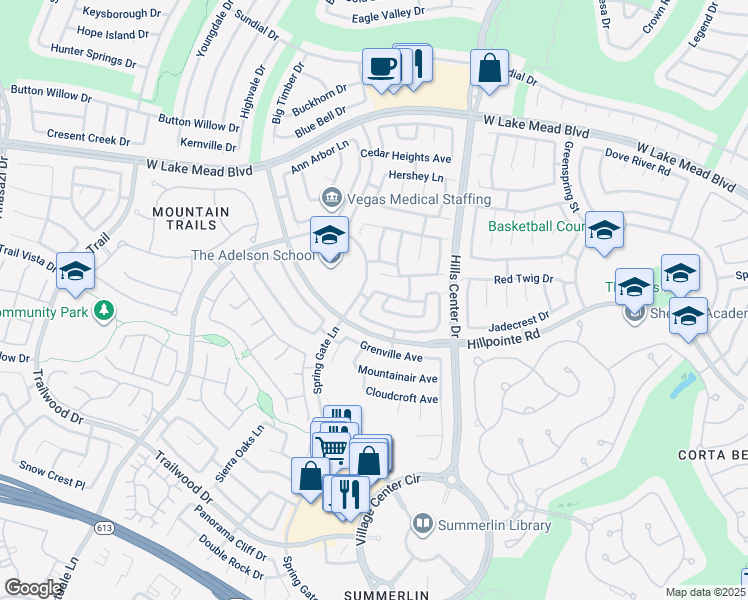 map of restaurants, bars, coffee shops, grocery stores, and more near 2128 Desert Pines Street in Las Vegas