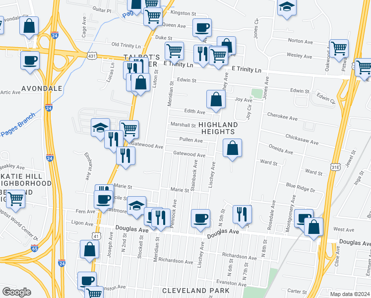 map of restaurants, bars, coffee shops, grocery stores, and more near 317 Gatewood Avenue in Nashville