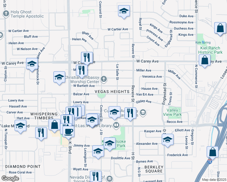 map of restaurants, bars, coffee shops, grocery stores, and more near 952 Balzar Avenue in Las Vegas