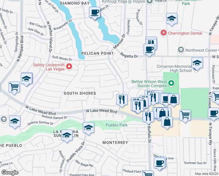 map of restaurants, bars, coffee shops, grocery stores, and more near 7837 Millhopper Avenue in Las Vegas