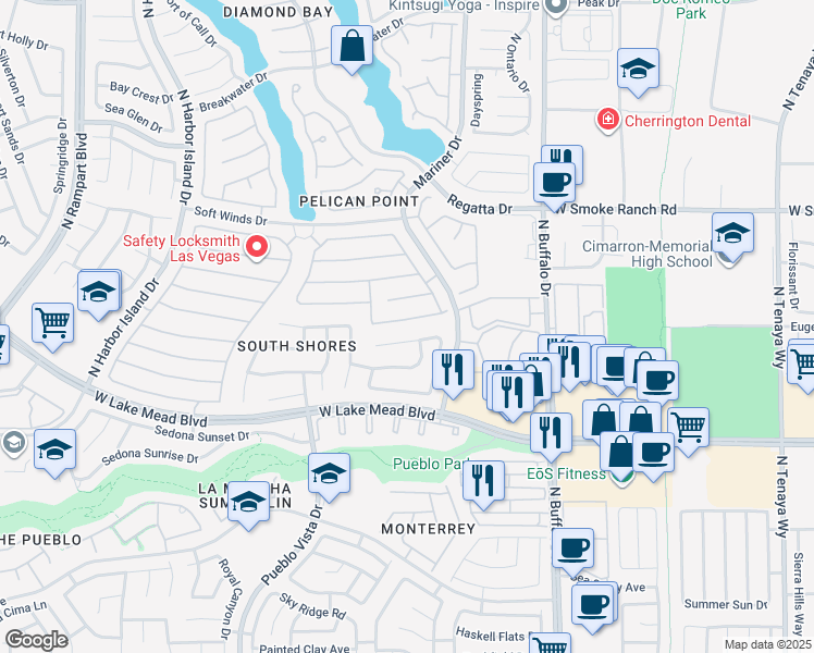 map of restaurants, bars, coffee shops, grocery stores, and more near 7837 Millhopper Avenue in Las Vegas