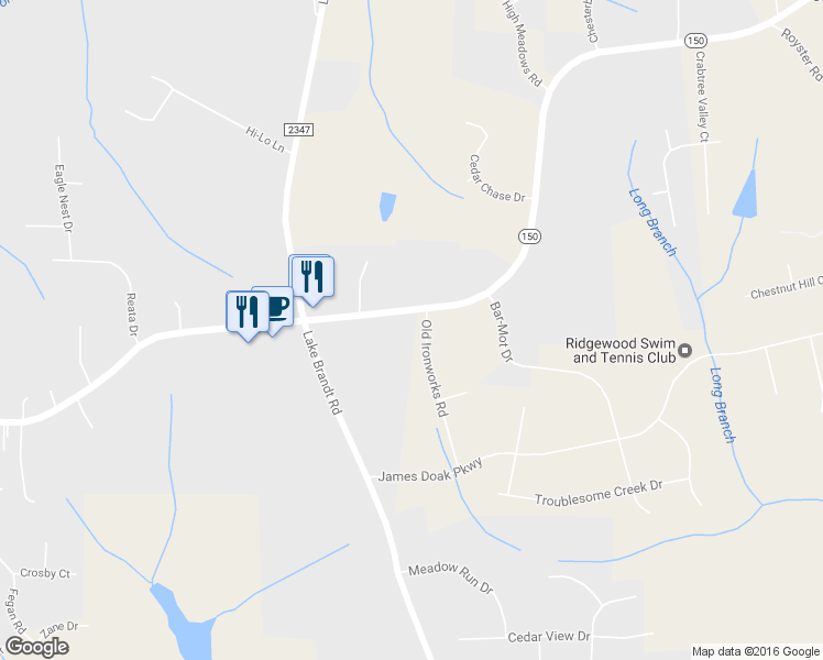 map of restaurants, bars, coffee shops, grocery stores, and more near 969 Highway 150 in Greensboro