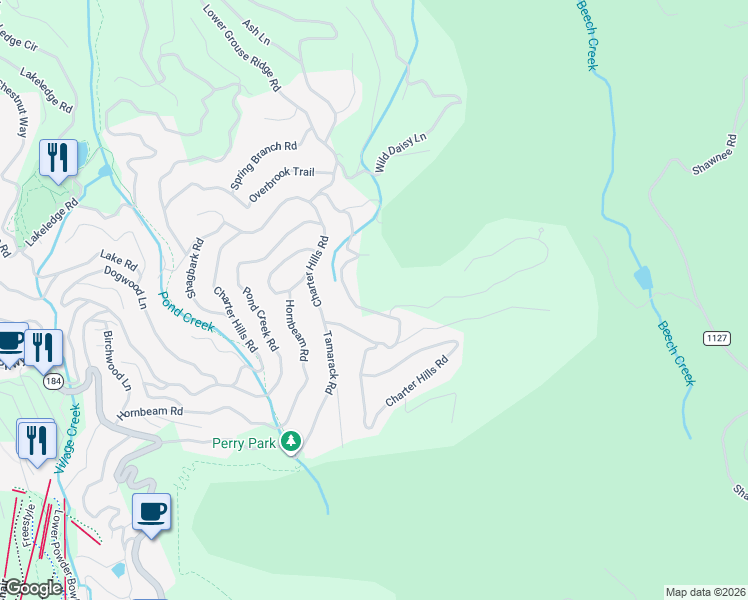 map of restaurants, bars, coffee shops, grocery stores, and more near 137 Staghorn Hollow in Beech Mountain