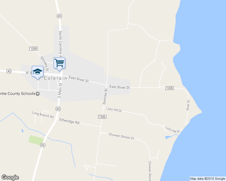 map of restaurants, bars, coffee shops, grocery stores, and more near 506 East River Street in Colerain