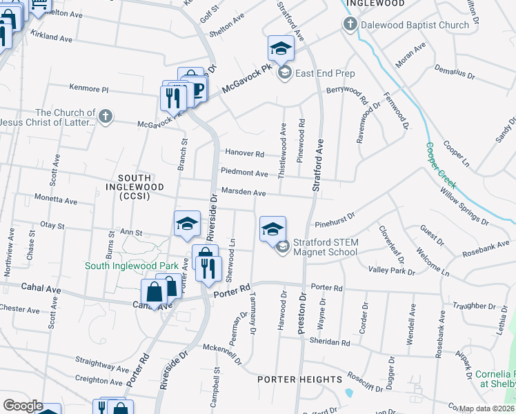 map of restaurants, bars, coffee shops, grocery stores, and more near 1901 Tammany Drive in Nashville