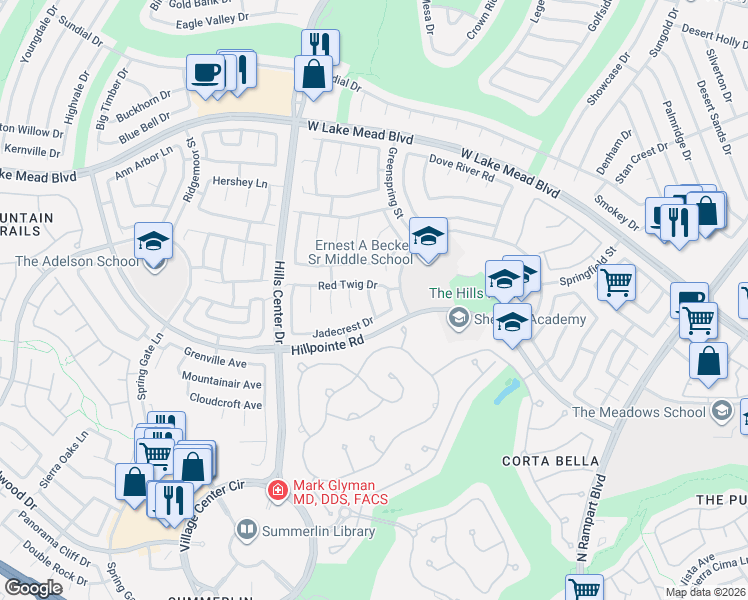 map of restaurants, bars, coffee shops, grocery stores, and more near 2105 Golden Lotus Drive in Las Vegas