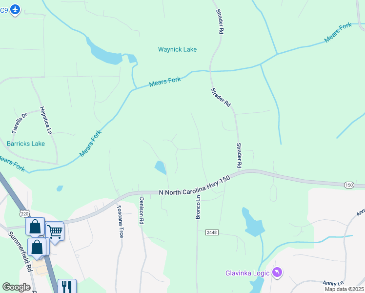 map of restaurants, bars, coffee shops, grocery stores, and more near 4204 Citron Drive in Summerfield