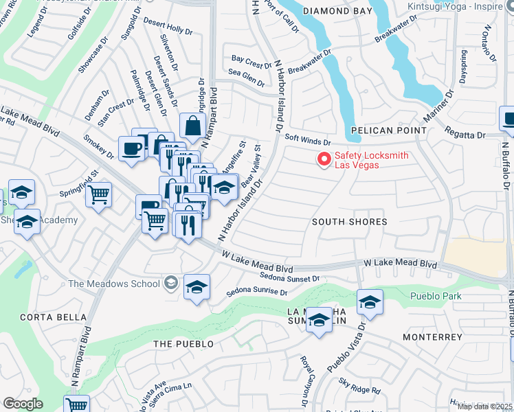 map of restaurants, bars, coffee shops, grocery stores, and more near 8340 Hollow Wharf Drive in Las Vegas