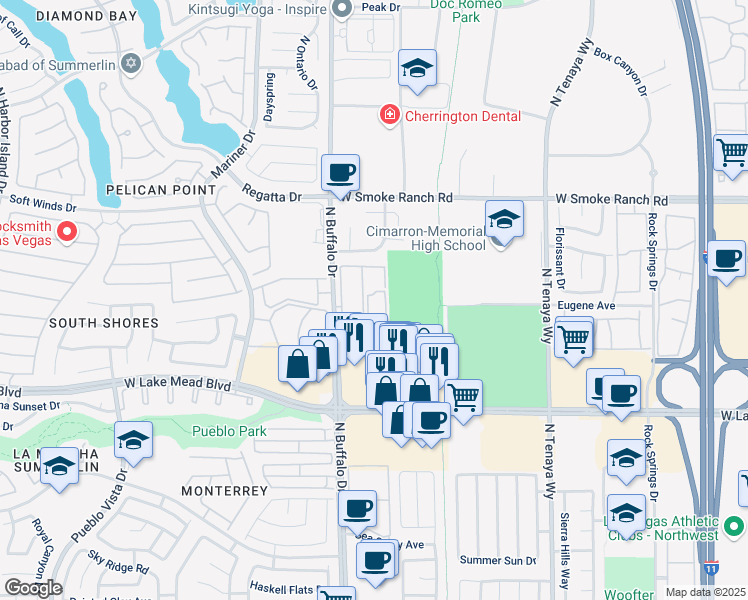 map of restaurants, bars, coffee shops, grocery stores, and more near 2124 Calville Street in Las Vegas