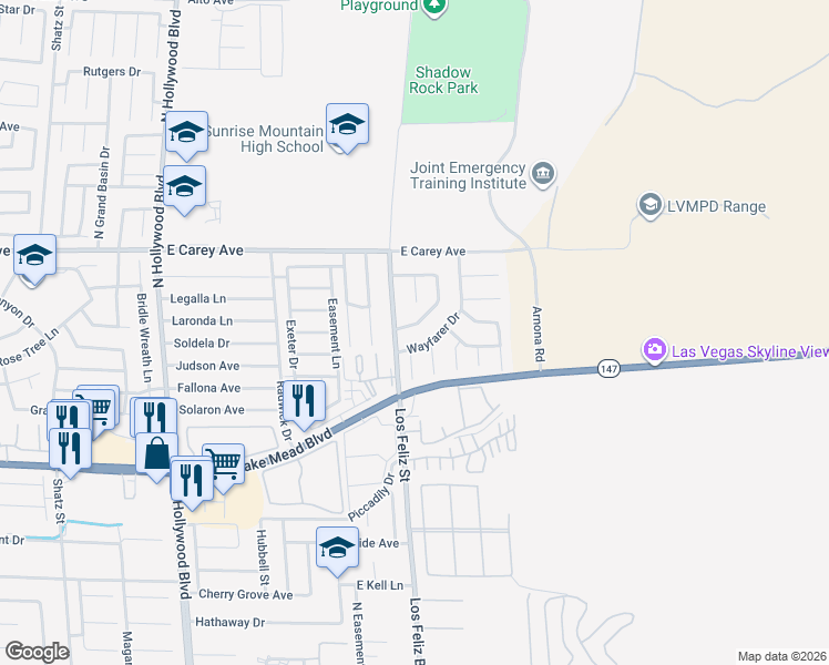 map of restaurants, bars, coffee shops, grocery stores, and more near 2276 Ray Kanel Drive in Las Vegas