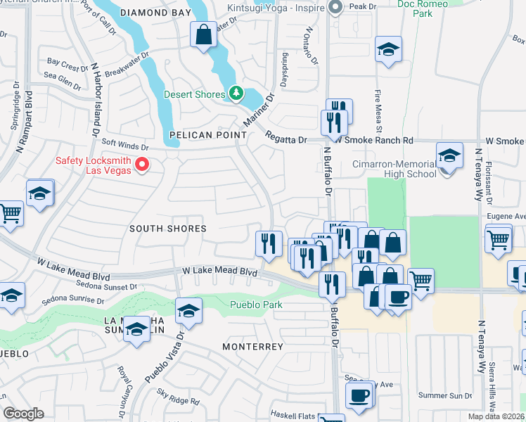 map of restaurants, bars, coffee shops, grocery stores, and more near 2112 Lady Lake Street in Las Vegas