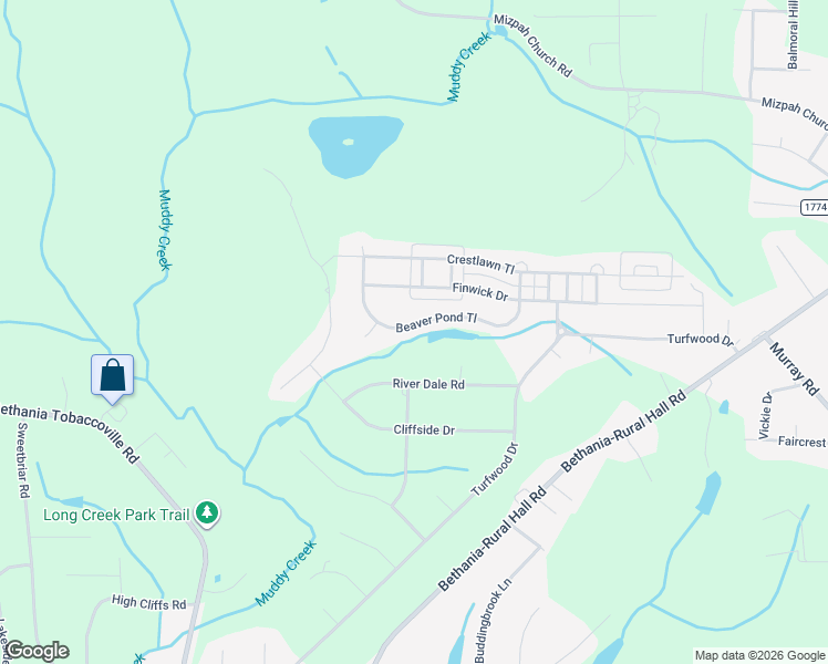 map of restaurants, bars, coffee shops, grocery stores, and more near 5677 Beaver Pond Trail in Pfafftown