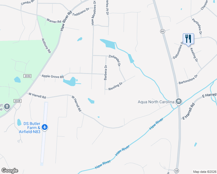 map of restaurants, bars, coffee shops, grocery stores, and more near 8137 Riesling Drive in Kernersville