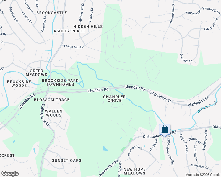 map of restaurants, bars, coffee shops, grocery stores, and more near 4700 Chandler Road in Nashville