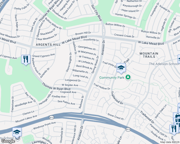 map of restaurants, bars, coffee shops, grocery stores, and more near 10304 Willamette Place in Las Vegas
