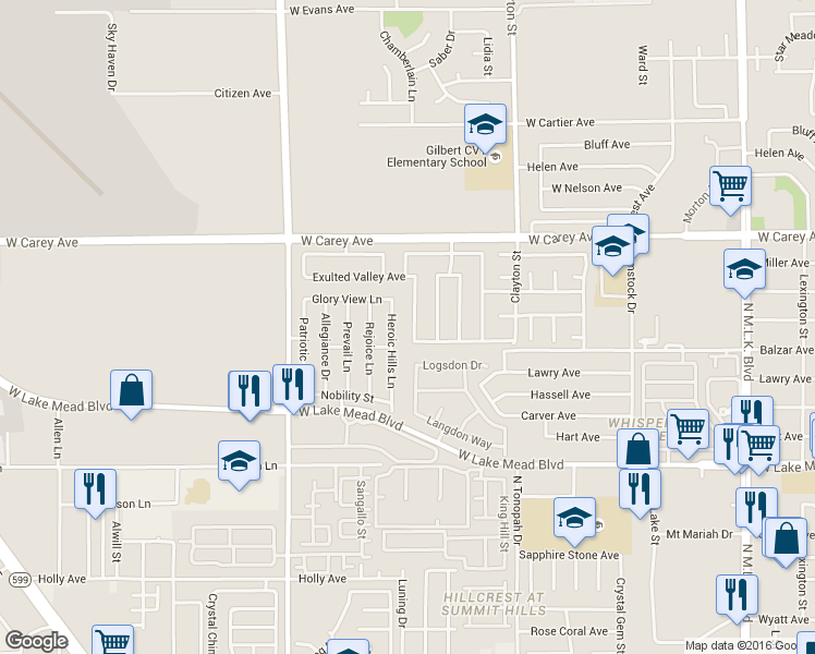 map of restaurants, bars, coffee shops, grocery stores, and more near 2202 Heroic Hills Ln in North Las Vegas