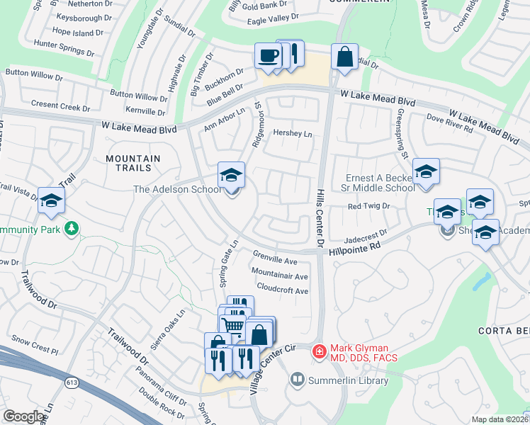 map of restaurants, bars, coffee shops, grocery stores, and more near 9444 Rolling Ridge Lane in Las Vegas