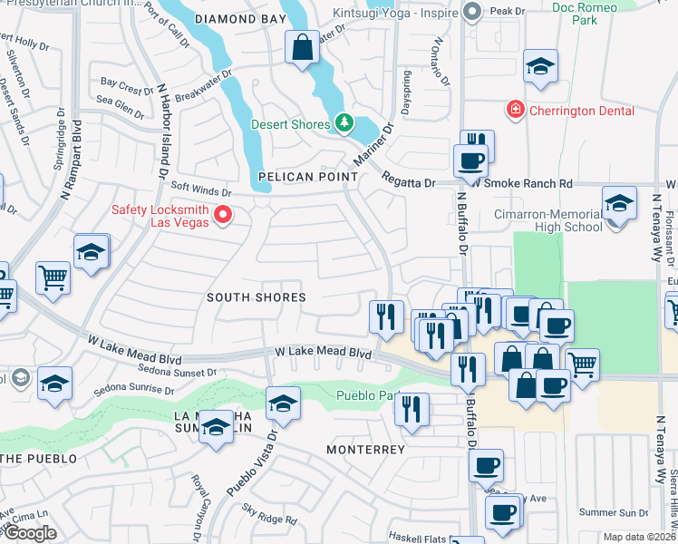 map of restaurants, bars, coffee shops, grocery stores, and more near 7844 Millhopper Avenue in Las Vegas