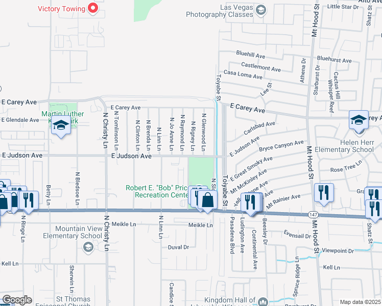 map of restaurants, bars, coffee shops, grocery stores, and more near in Las Vegas