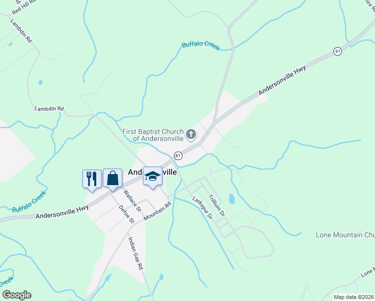 map of restaurants, bars, coffee shops, grocery stores, and more near 3932 Andersonville Highway in Andersonville