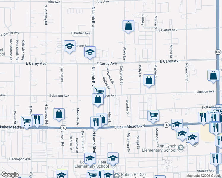 map of restaurants, bars, coffee shops, grocery stores, and more near 2244 Pariva Street in Las Vegas