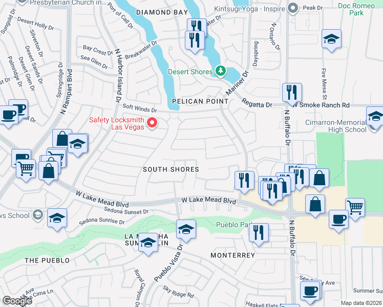 map of restaurants, bars, coffee shops, grocery stores, and more near 8013 Blue Cascade Avenue in Las Vegas