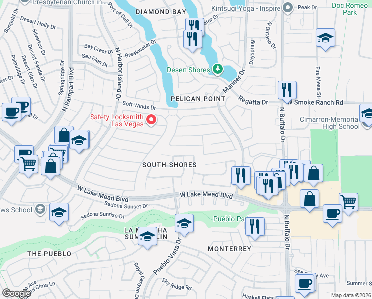 map of restaurants, bars, coffee shops, grocery stores, and more near 8013 Blue Cascade Avenue in Las Vegas