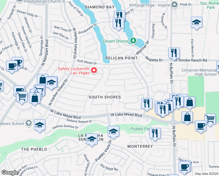 map of restaurants, bars, coffee shops, grocery stores, and more near 8013 Blue Cascade Avenue in Las Vegas