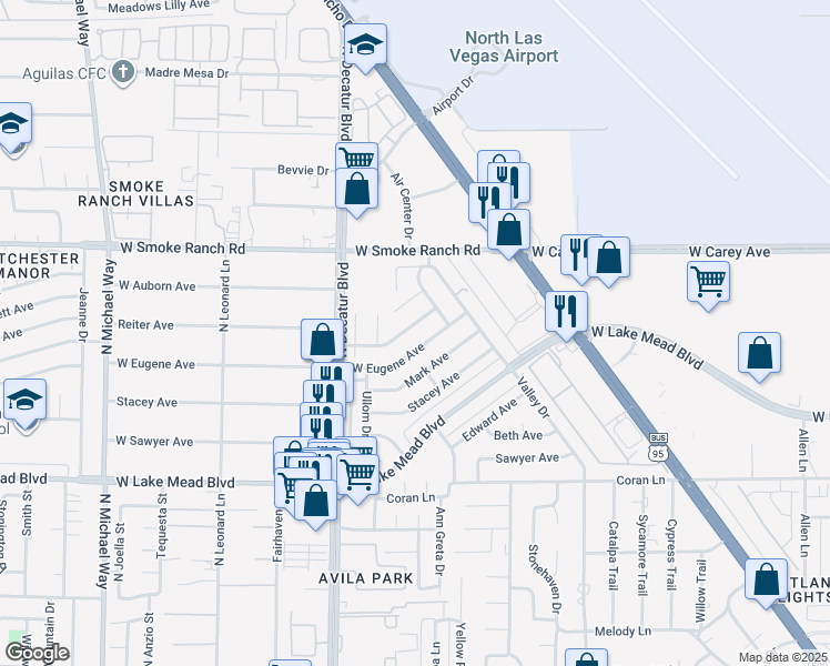 map of restaurants, bars, coffee shops, grocery stores, and more near 4433 West Bristol Manor Drive in Las Vegas