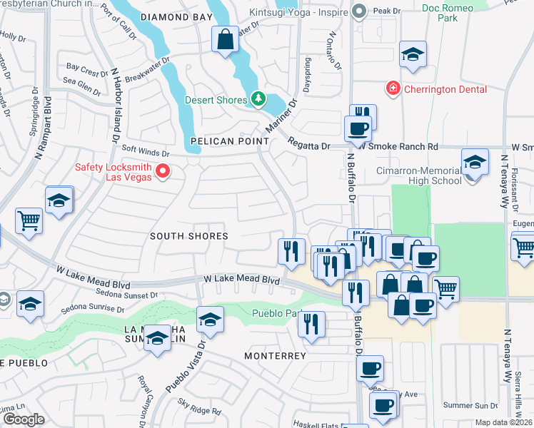 map of restaurants, bars, coffee shops, grocery stores, and more near 7824 Millhopper Avenue in Las Vegas