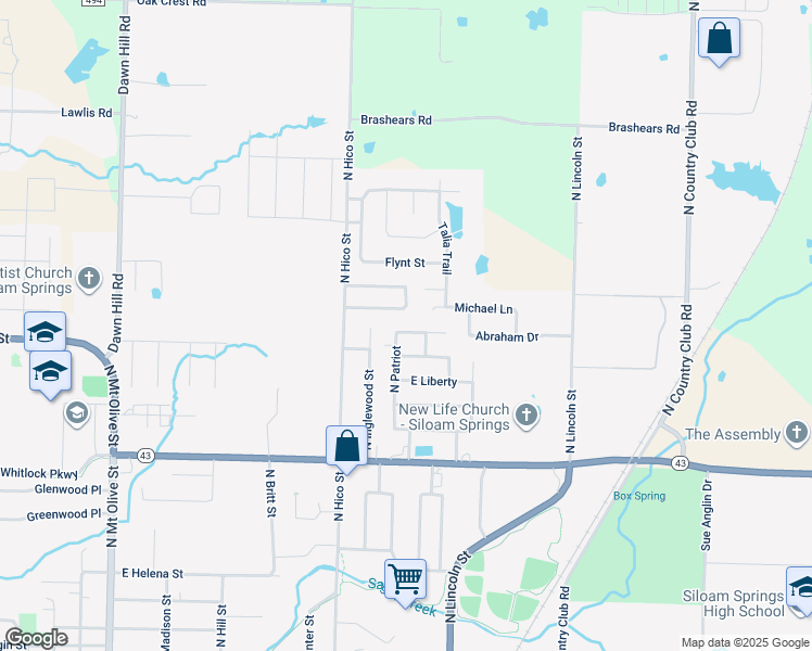 map of restaurants, bars, coffee shops, grocery stores, and more near 1107 East Ken Leach in Siloam Springs
