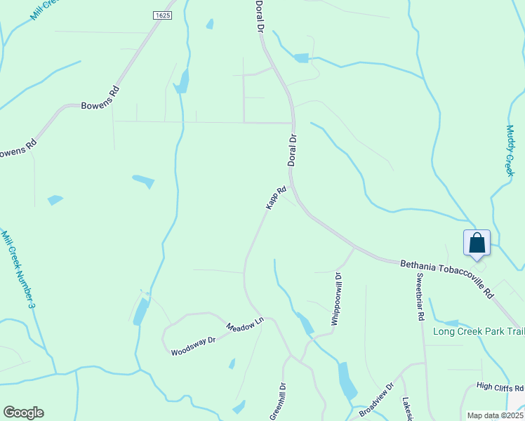 map of restaurants, bars, coffee shops, grocery stores, and more near Kapp Road in Pfafftown