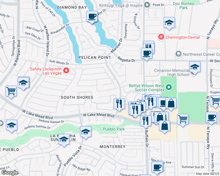 map of restaurants, bars, coffee shops, grocery stores, and more near 7820 Millhopper Avenue in Las Vegas