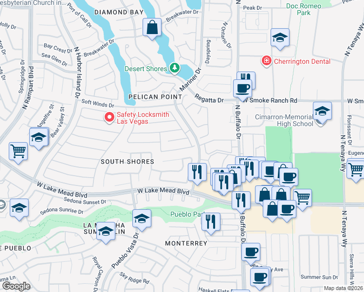 map of restaurants, bars, coffee shops, grocery stores, and more near 7820 Millhopper Avenue in Las Vegas