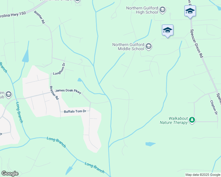 map of restaurants, bars, coffee shops, grocery stores, and more near 6107 Mountain Brook Road in Greensboro