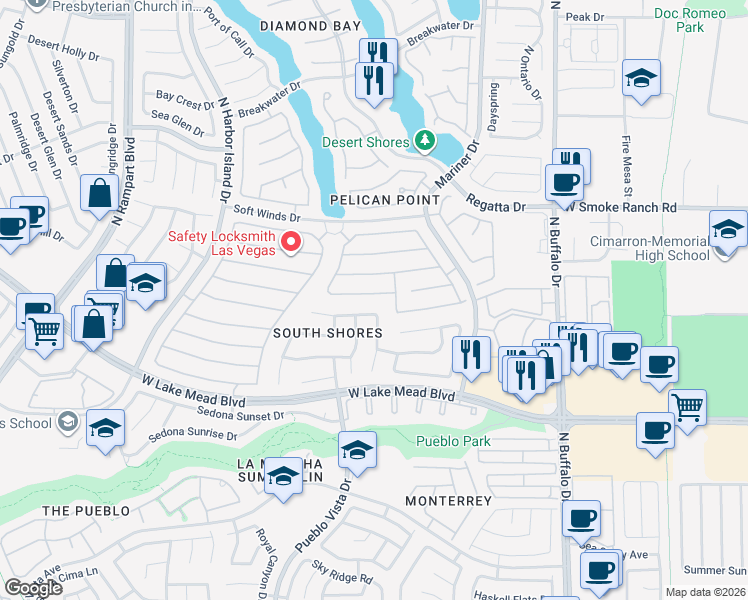 map of restaurants, bars, coffee shops, grocery stores, and more near 8017 Turtle Cove Avenue in Las Vegas