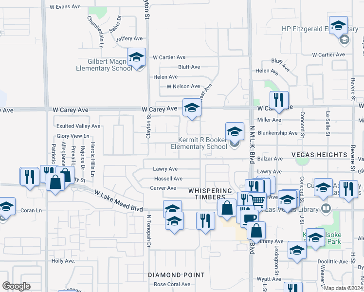 map of restaurants, bars, coffee shops, grocery stores, and more near 2222 Glastonbury Thorn Street in North Las Vegas