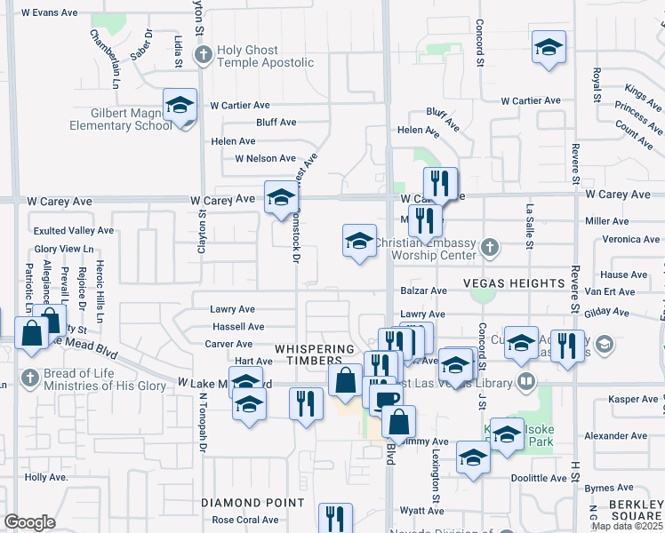 map of restaurants, bars, coffee shops, grocery stores, and more near 2277 North Martin Luther King Boulevard in Las Vegas