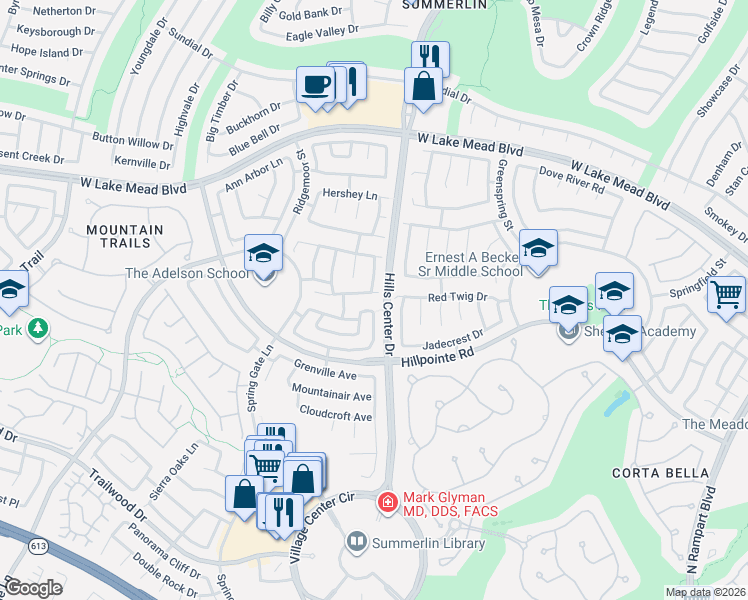map of restaurants, bars, coffee shops, grocery stores, and more near 2241 Black Pine Drive in Las Vegas