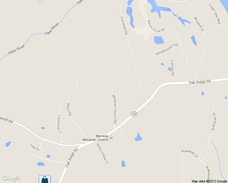 map of restaurants, bars, coffee shops, grocery stores, and more near 7420 Moravian Church Road in Oak Ridge