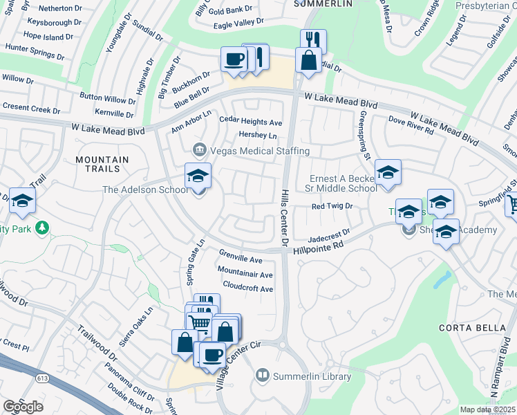 map of restaurants, bars, coffee shops, grocery stores, and more near 2212 Warm Walnut Drive in Las Vegas
