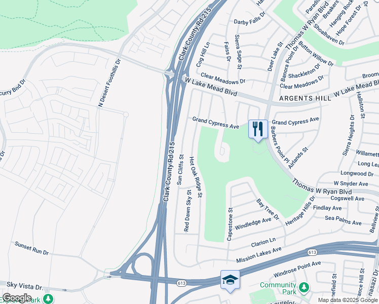 map of restaurants, bars, coffee shops, grocery stores, and more near 2245 Hot Oak Ridge Street in Las Vegas
