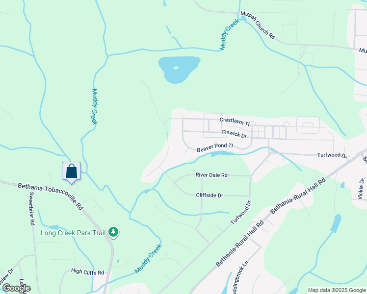 map of restaurants, bars, coffee shops, grocery stores, and more near 6436 Beaver Pond Court in Pfafftown