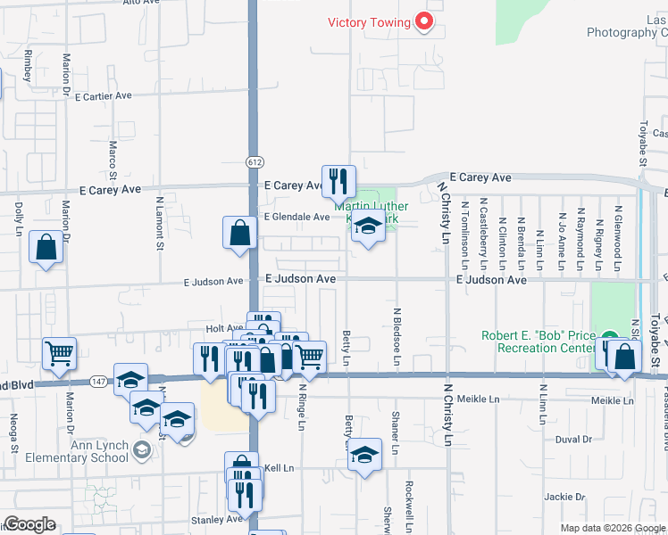 map of restaurants, bars, coffee shops, grocery stores, and more near 5280 Shreve Avenue in Las Vegas