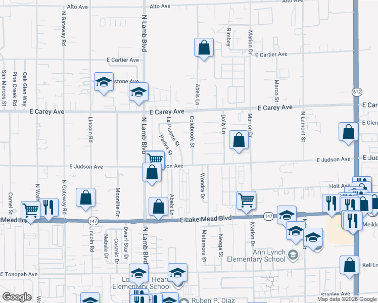 map of restaurants, bars, coffee shops, grocery stores, and more near 2257 Colebrook Street in Las Vegas