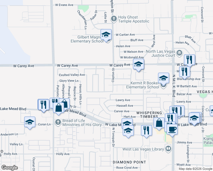 map of restaurants, bars, coffee shops, grocery stores, and more near 2243 Cambridge Elms Street in North Las Vegas