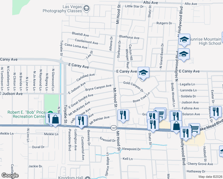 map of restaurants, bars, coffee shops, grocery stores, and more near 6274 East Great Smoky Avenue in Las Vegas